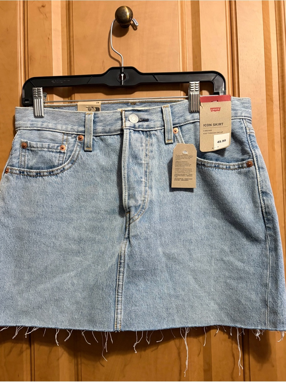 Levi's Light Wash Denim Mini Skirt with Raw Hem